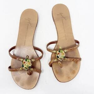 Giuseppe Zanotti Turtle Crystal Slide Sandals Womens Size EU 37.5